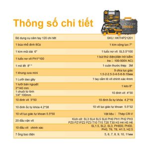 Hộp đồ nghề INGCO 120 chi tiết HKTHP21201 - Đồ nghề, dụng cụ cầm tay, máy móc thiết bị INGCO chính hãng, giá tốt - góc nhìn 5