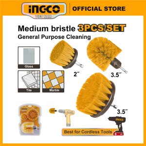 Bộ bàn chải vệ sinh gắn máy khoan INGCO WCBM0301 3 chi tiết - Đồ nghề, dụng cụ cầm tay, máy móc thiết bị INGCO chính hãng, gi