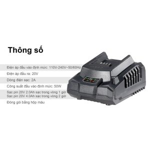 Đế sạc pin 20V 2Ah Ingco FCLI2001 cho dòng máy P20S - Đồ nghề, dụng cụ cầm tay, máy móc thiết bị INGCO chính hãng, giá tốt