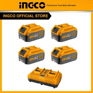 Bộ Combo 4 pin 5Ah (FBLI2003) và 1 sạc đôi nhanh (FCLI2034E) INGCO FBCLI20245 - Đồ nghề, dụng cụ cầm tay, máy móc thiết bị IN
