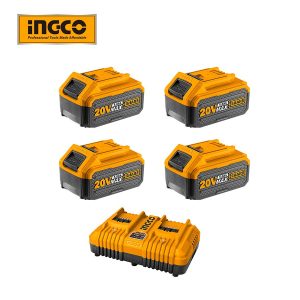 Bộ Combo 4 pin 5Ah (FBLI2003) và 1 sạc đôi nhanh (FCLI2034E) INGCO FBCLI20245 - Đồ nghề, dụng cụ cầm tay, máy móc thiết bị IN