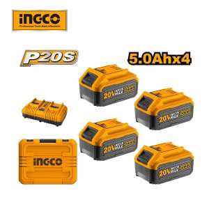 Bộ Combo 4 pin 5Ah (FBLI2003) và 1 sạc đôi nhanh (FCLI2034E) INGCO FBCLI20245 - Đồ nghề, dụng cụ cầm tay, máy móc thiết bị IN