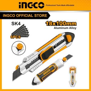 Dao rọc giấy cao cấp vỏ hợp kim nhôm INGCO HKNS1808 - Đồ nghề, dụng cụ cầm tay, máy móc thiết bị INGCO chính hãng, giá tốt