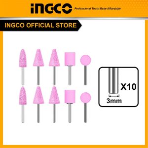 Bộ 10 đầu mài INGCO cho máy mài khuôn mini cốt 3mm AKB1012 - góc nhìn 2