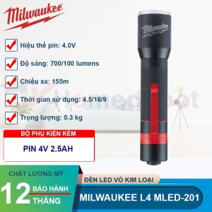 Đèn LED vỏ kim loại L4 Milwaukee MLED-201 - hình ảnh sản phẩm