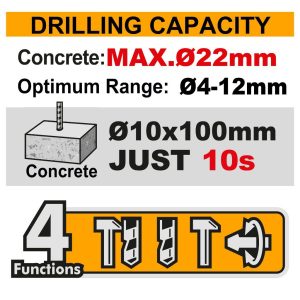 Máy khoan bê tông pin 20V INGCO CRHLI212282 không chổi than 2J - Đồ nghề, dụng cụ cầm tay, máy móc thiết bị INGCO chính hãng