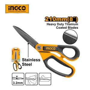 Kéo lưỡi dài Inox mạ Titan dài 210mm INGCO HSCRS812108 - góc nhìn 5