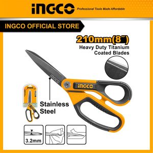 Kéo lưỡi dài Inox mạ Titan dài 210mm INGCO HSCRS812108 - góc nhìn 3