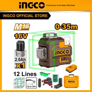 Máy cân bằng laser 12 tia xanh Ingco HLL301201 pin sạc 16V