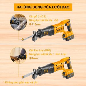 Thân máy cưa kiếm dùng pin INGCO CRSLI1151 20V - Đồ nghề, dụng cụ cầm tay, máy móc thiết bị INGCO chính hãng, giá tốt - góc n