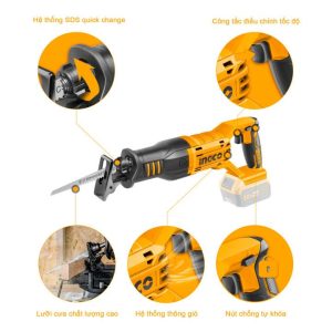 Thân máy cưa kiếm dùng pin INGCO CRSLI1151 20V - Đồ nghề, dụng cụ cầm tay, máy móc thiết bị INGCO chính hãng, giá tốt - góc n