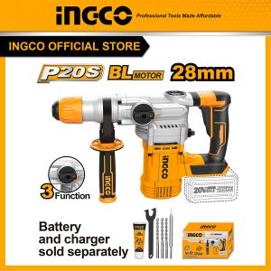 Máy đục bê tông bằng pin ingco CRHLI20288 Motor không chổi than kèm 3 mũi khoan (8,10,12mm) chưa bao gồm pin và sạc - Đồ nghề, dụng cụ cầm tay, máy...
