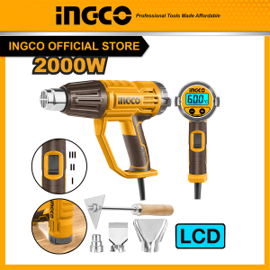Máy khò màng co giỏ quà cầm tay điều chỉnh nhiều độ màn hình LCD ingco HG200058 2000W nhiệt độ 50/50-600/50-600°C luồng khí 450/300/450 L/phút - Đồ...