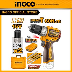 Máy khoan 3 chức năng có búa motor không chổi than hệ pin 16V Ingco CIDLI16682 - Đồ nghề, dụng cụ cầm tay, máy móc thiết bị I