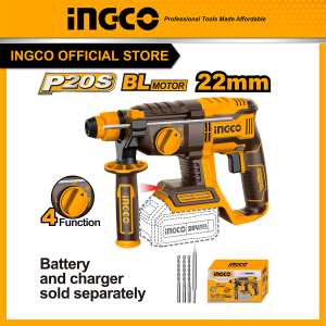 Máy khoan bê tông pin ingco CRHLI20208 không chổi than lực búa 2J mạnh mẽ kèm 3 mũi khoan 6,8,10mm 1 mũi đục (chưa bao gồm pin và sạc) - Đồ nghề,...