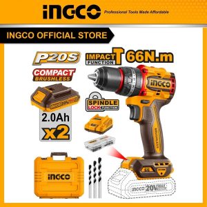 Máy khoan búa pin 20V ba chức năng có búa motor không chổi than, lực siết 66Nm INGCO CIDLI20668 - Đồ nghề, dụng cụ cầm tay, máy móc thiết bị INGCO...