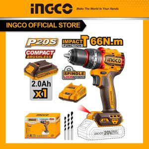 Máy khoan búa pin Ingco 3 chức năng không chổi than CIDLI206681VN 66NM kèm 1 pin 2Ah 20V và 1 sạc - Đồ nghề, dụng cụ cầm tay, máy móc thiết bị...