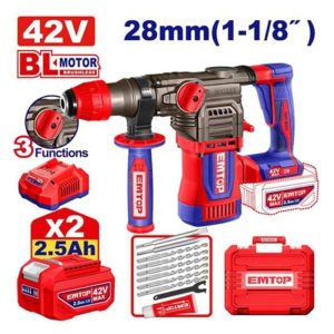 Máy khoan đục bê tông dùng pin EMTOP ELRH422882 ( Kèm 2 pin 2.5Ah & 1 sạc )