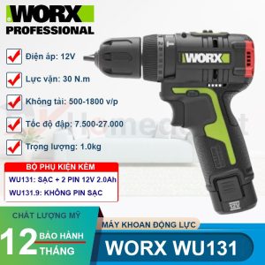 Máy khoan động lực dùng pin Li-ion 12V Worx WU131 - hình ảnh sản phẩm