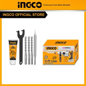 Máy đục bê tông bằng pin ingco CRHLI20288 Motor không chổi than kèm 3 mũi khoan (8,10,12mm) chưa bao gồm pin và sạc - Đồ nghề