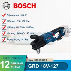 Máy khoan góc dùng pin 18V Bosch GRD 18V-127 (SOLO) - hình ảnh sản phẩm