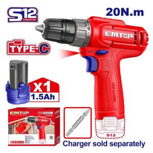 Máy khoan pin 12V EMTOP ECDL12456 - hình ảnh sản phẩm