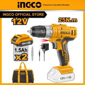 Máy khoan pin 12V kèm 2 pin 1 sạc và túi xách INGCO CDLI1222 - Đồ nghề, dụng cụ cầm tay, máy móc thiết bị INGCO chính hãng, giá tốt