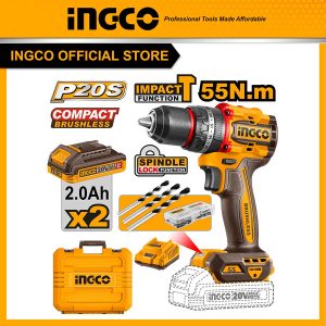 Máy khoan pin 20V ba chức năng có búa motor không chổi than, lực siết 55Nm Ingco CIDLI20558 - Đồ nghề, dụng cụ cầm tay, máy móc thiết bị INGCO...