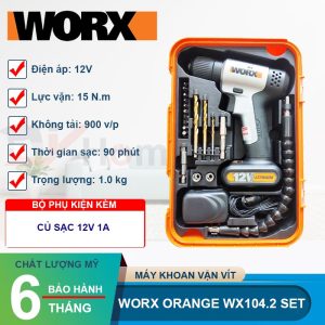 Máy khoan vặn vít dùng pin Li-ion 12V Worx Orange WX104.2 (SET) - hình ảnh sản phẩm