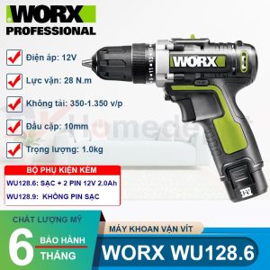 Máy khoan vặn vít dùng pin Li-ion 12V Worx WU128.6 - hình ảnh sản phẩm