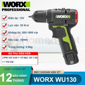 Máy khoan vặn xít dùng pin Li-ion 12V Worx WU130 - hình ảnh sản phẩm