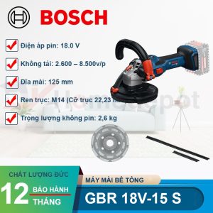 Máy mài bê tông dùng pin Bosch GBR 18V-15 S (SOLO) - hình ảnh sản phẩm
