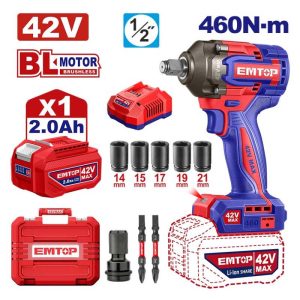 Máy siết Bulong dùng pin EMTOP ECIWL42461 ( Kèm 1 pin 2Ah & 1 sạc ) - hình ảnh sản phẩm