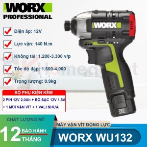 Máy vặn vít động lực dùng pin Li-ion 12V Worx WU132 - hình ảnh sản phẩm