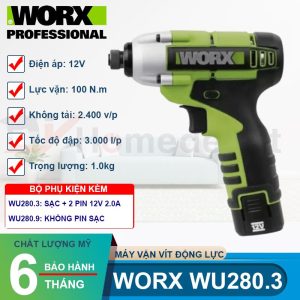 Máy vặn vít động lực dùng pin Li-ion 12V Worx WU280.3 - hình ảnh sản phẩm