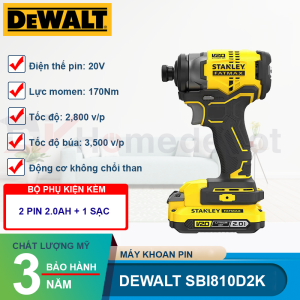 Máy vặn vít dùng pin 20V Stanley SBI810D2K - hình ảnh sản phẩm