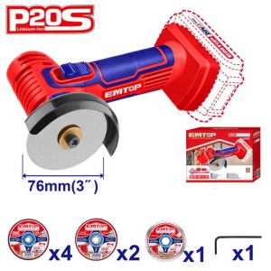 Thân máy mài góc mini dùng pin EMTOP ELAG7601 - hình ảnh sản phẩm