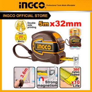 Thước kéo 5m bản rộng 32mm có nam châm đo mét inch INGCO HSMT80532 - Đồ nghề, dụng cụ cầm tay, máy móc thiết bị INGCO chính hãng, giá tốt