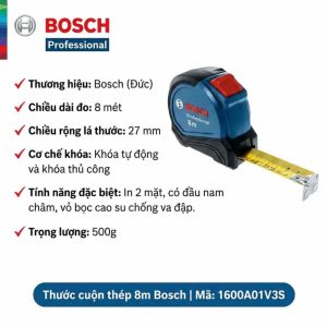 Thước Cuộn 8M Bosch 1600A01V3S Chính Hãng | DIY Home Depot - hình ảnh sản phẩm