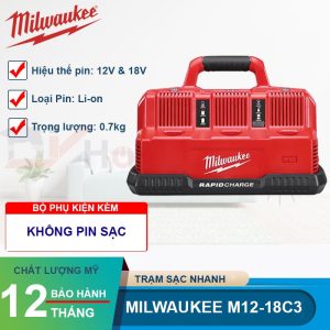 Trạm sạc nhanh Milwaukee M12-18C3 (12V-18V) - hình ảnh sản phẩm