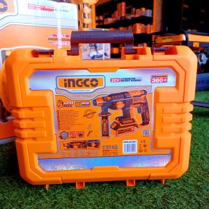 Máy khoan bê tông pin ingco CRHLI202081 không chổi than tặng 1 pin 4.0Ah, 1 sạc đựng trong hộp nhựa kèm 3 mũi khoan 1 mũi đục