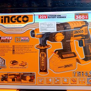 Máy khoan bê tông pin ingco CRHLI20208 không chổi than lực búa 2J mạnh mẽ kèm 3 mũi khoan 6,8,10mm 1 mũi đục (chưa bao gồm pi