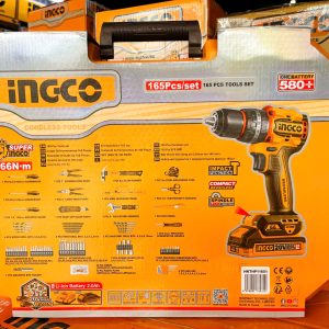 Bộ dụng cụ sửa chữa gia đình INGCO HKTHP11651 165 chi tiết có máy khoan búa pin 20V 66Nm - Đồ nghề, dụng cụ cầm tay, máy móc