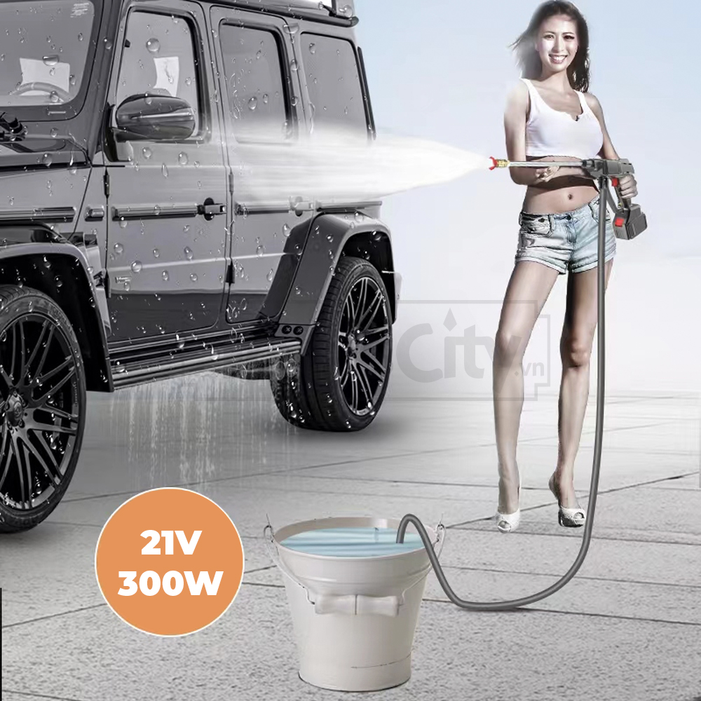 Máy rửa xe pin sạc Lithium không dây áp lực mạnh 21V